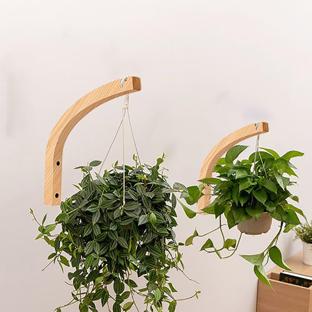 Kaxich Lot De 2 Crochets Muraux En Bois Pour Plantes - Supports Suspendus Pour Paniers, Lanternes Et Décorations