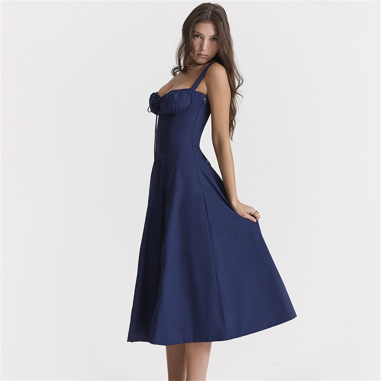 Abito Estivo Abiti Delle Donne Slim Backless Slit Sling Abito Lungo Femminile Estate Senza Maniche Vita Alta Moda Temperamento Vestito, HUTALIM, Fiore giallo, m