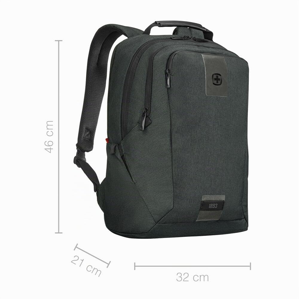 WENGER Zaino Porta PC MX ECO Professional con Tasca per Tablet, Notebook 16”, Tablet 10”, Organizer, 20 l, Uomo Donna, Ufficio Viaggi di Lavoro Università, Nero, Sostenibile, 612261