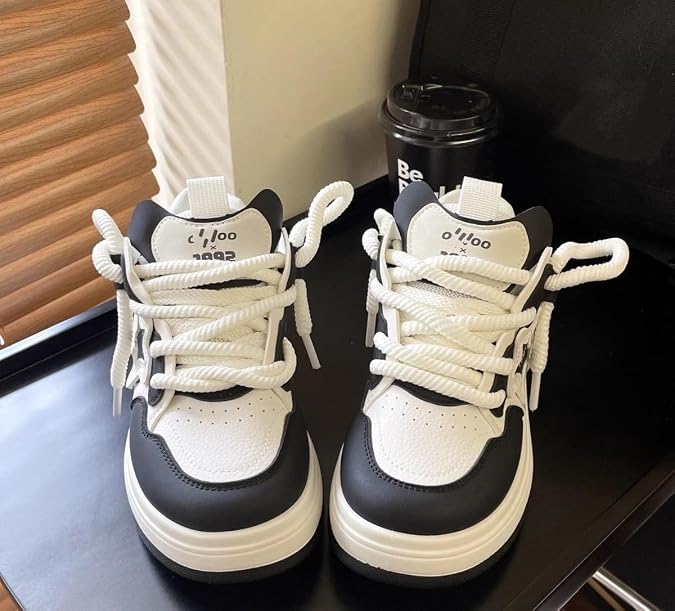 Star Shoes Walking Sneakers for Women ，Chunky Lace-Up Platform Sneakers with Y2K Aesthetic, Cute Comfort for Casual Sports UK 4-6.5