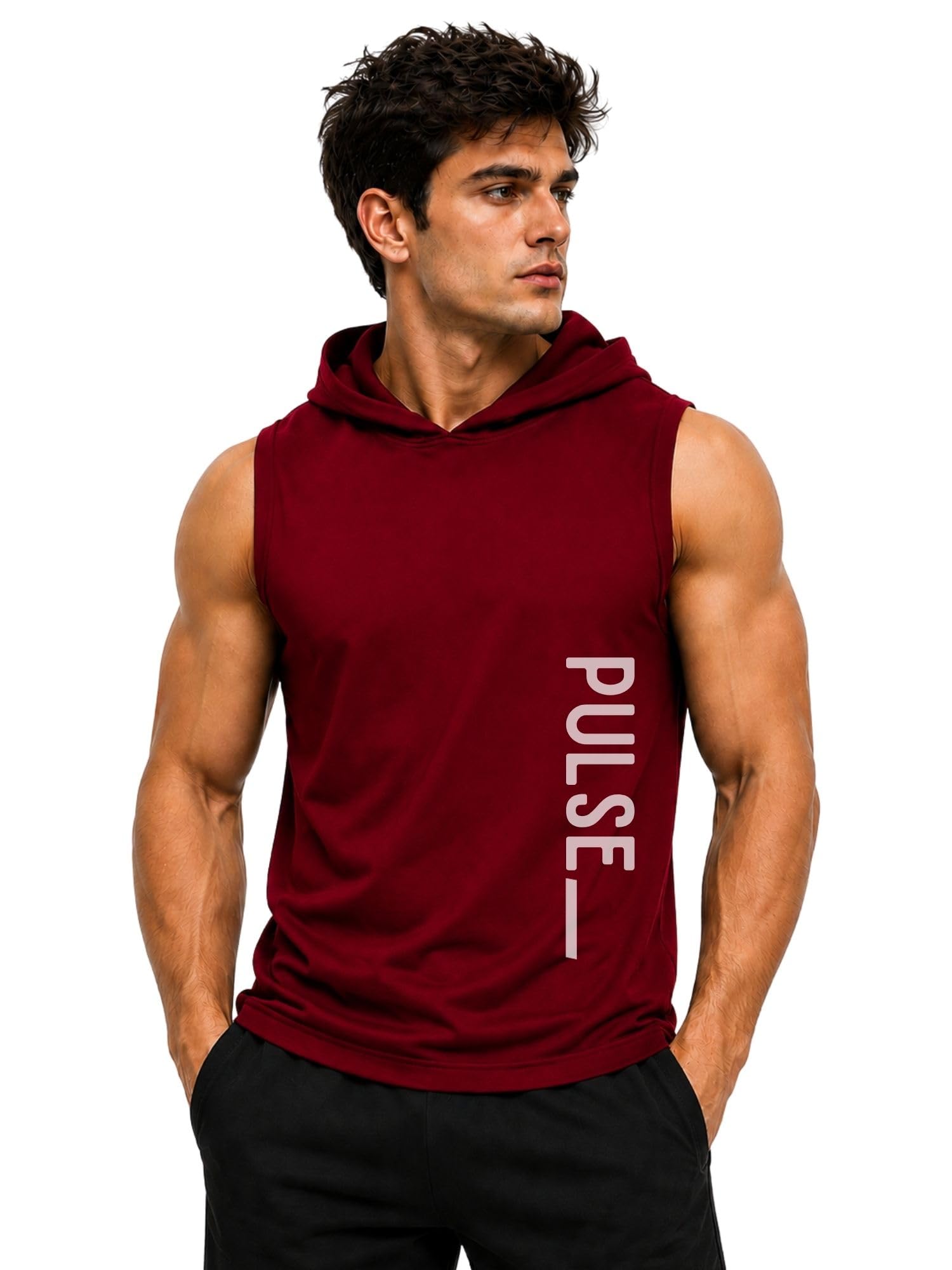 3colors Men's Sleeveless Gym Hoodie | Quick Dry Active Hooded Tank Top | Lightweight Workout Vest for Gym, Running, Training & Fitness-Pulse-picture-17
