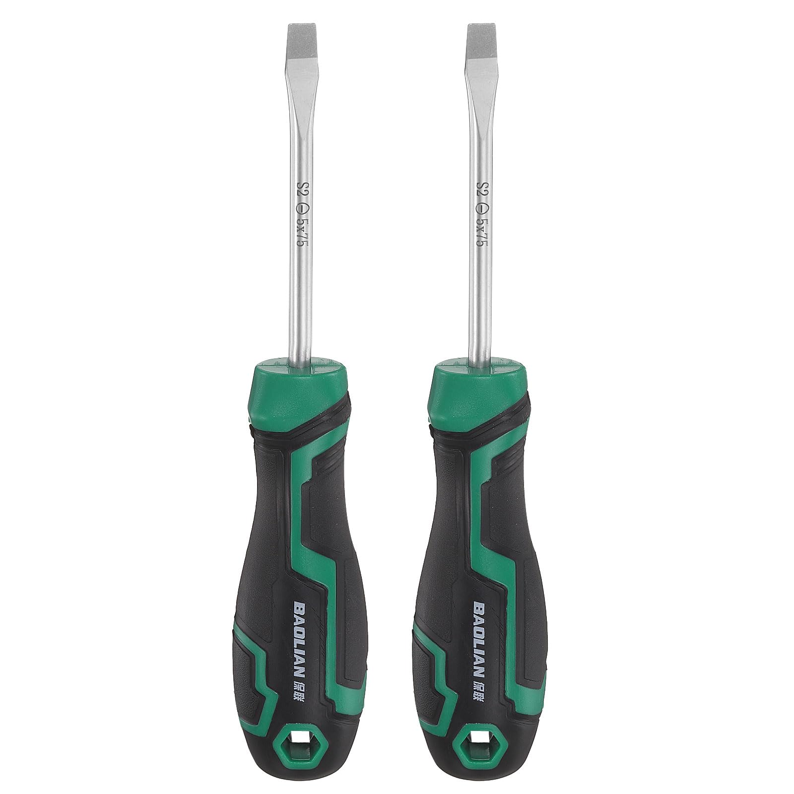 sourcing map 2pcs SL5 Flat Head Screwdriver 6.7" Length S2 Steel Magnetic Slotted Screwdrivers with Ergonomics Grip for Fastening Loosening DIY Repairing