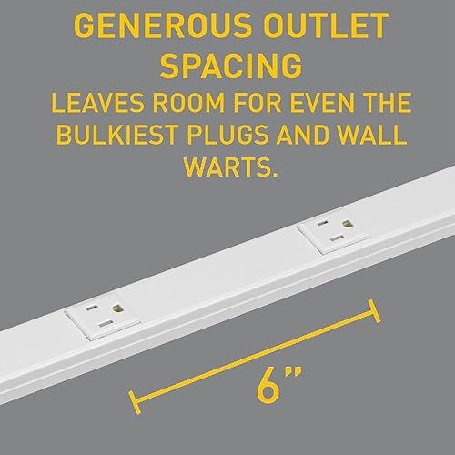 Miniatura 4 de Legrand Wiremold WH20GB306TRGFI6 Plugmold Serie 2000 Regleta de alimentación cableada de 3 pies con 5 tomas resistentes a manipulaciones y