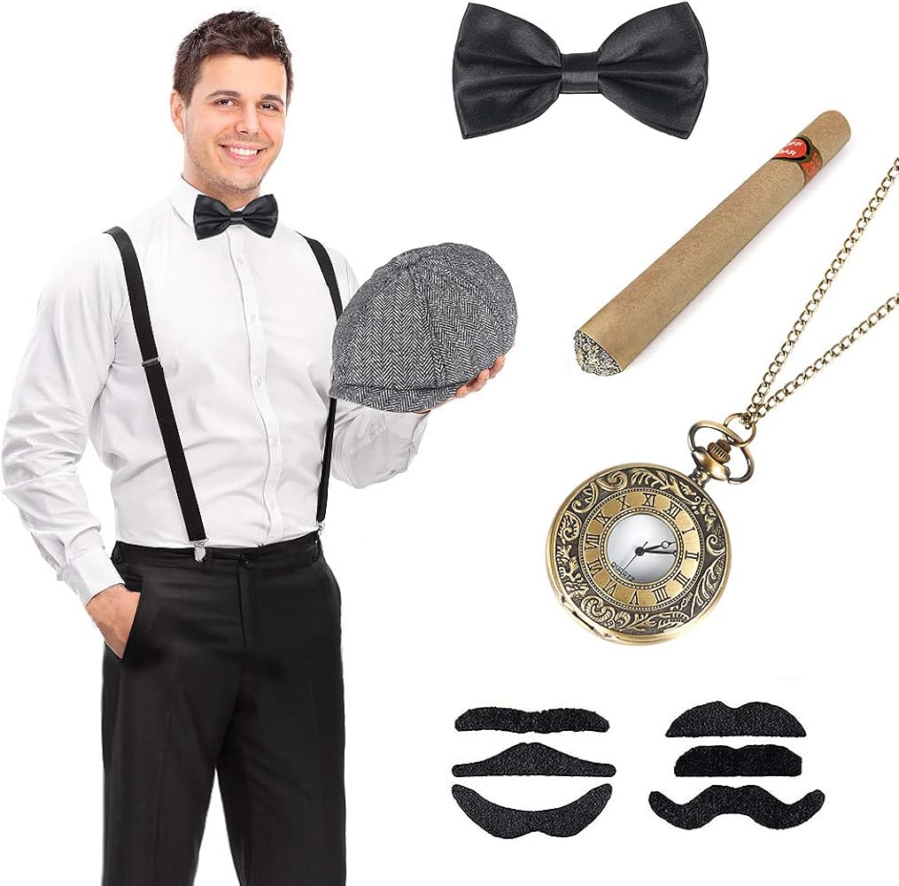 NITAIUN 1920s Great Gatsby Accesorios para Hombre Accesorios Hombre los Años 20, Disfraz Accesorios de Gatsby Mafia Gángster de los años 20, Disfraces con Accesorios de Charleston (Style E NITAIUN 1920s Great Gatsby Accesorios para Hombre Accesorios Hombre los Años 20, Disfraz Accesorios de Gatsby Mafia Gángster de los años 20, Disfraces con Accesorios de Charleston (Style E