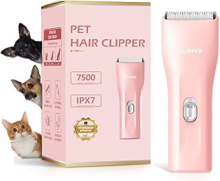 Grimgrow Low Noise Cordless Dog Grooming Kit for Thick Coats - Rechargeable Pet Clipper for Cats Dogs Small Large Animals