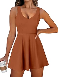 Women Tennis Active Sporty Tank Dress with Shorts Workout Exercise Athletic Romper Mini Dresses Summer Golf Outfits