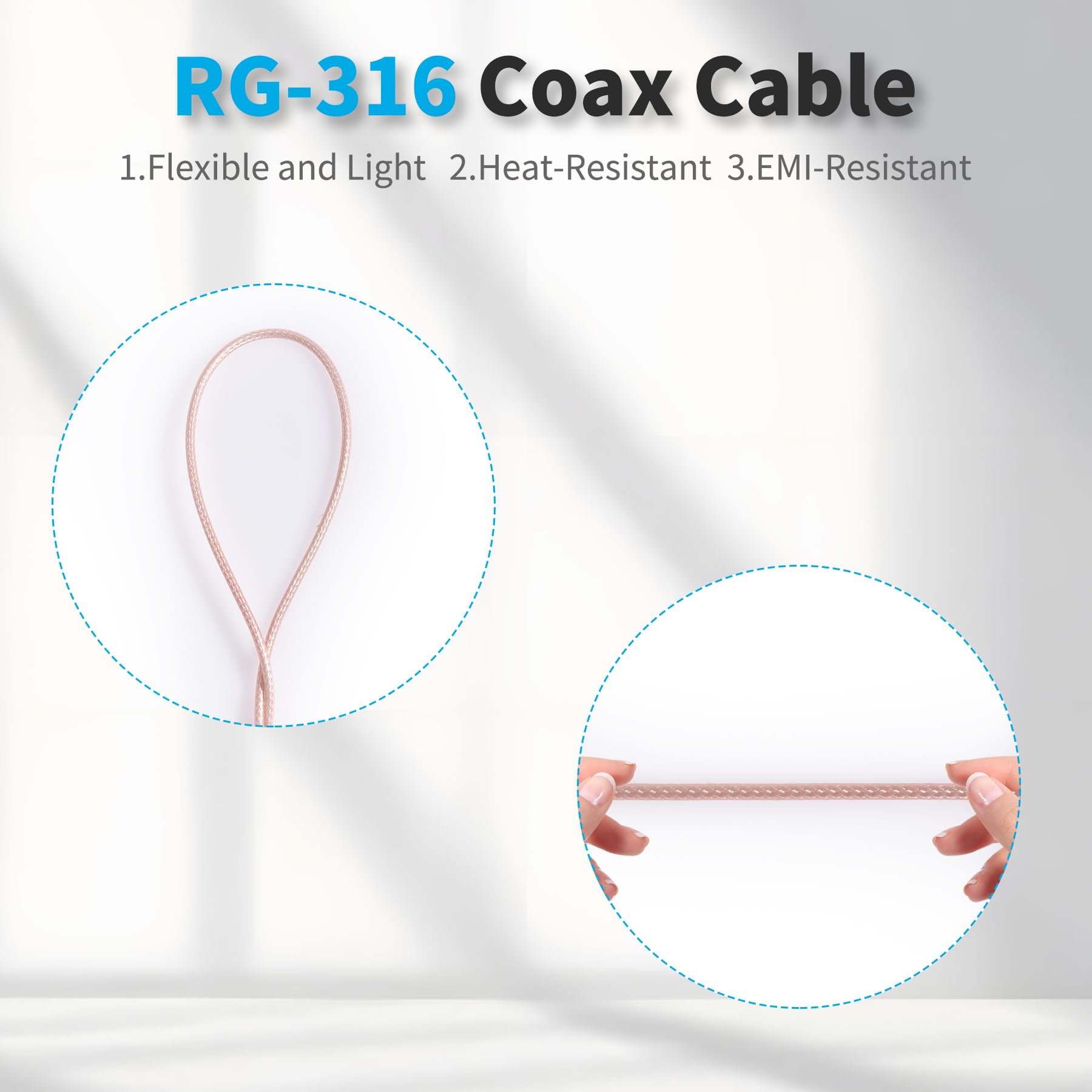 2 cables mono TS macho a BNC macho de 3,5 mm, cable coaxial RG316 de 0,2 m, 50 ohm BNC a 3,5 mm, adaptador TS mono para antenas, radio aficionada