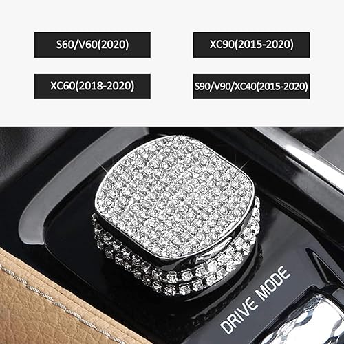 Miniatura 5 de Botón de arranque central de control de la cabeza de la perilla decorativa de lentejuelas cubierta ajuste para Volvo S60 V60 2023-2020 XC60
