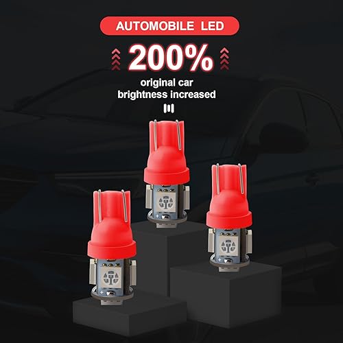 Miniatura 3 de Sodcay 20 luces LED brillantes T10-5050-5SMD para automóvil, luz indicadora de ancho de 0.394 in x 1.102 in, 12 V, iluminación sin ángulo muerto de