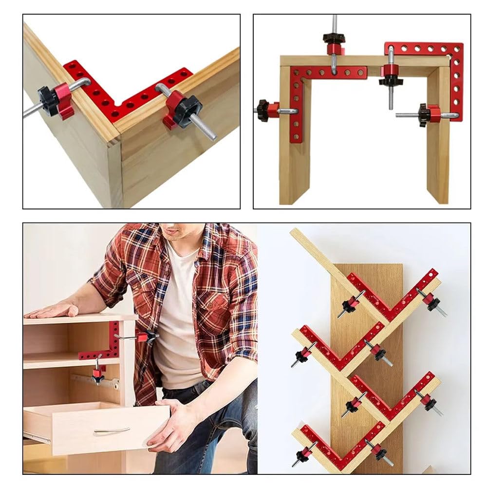 Juego de clips de fijación en ángulo recto, 6 piezas de aluminio en forma de L para armarios, cajones, marcos y proyectos de bricolaje, accesorio auxiliar de 90 grados