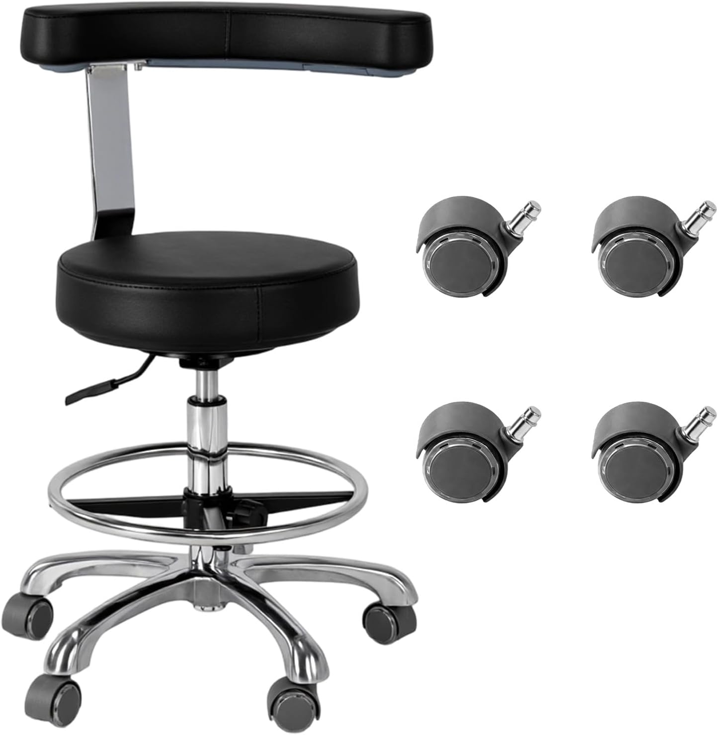 Adjustable Ergonomic Dental Stool with Back Support Doctor Chair Rolling Dentist Chair for Hygienists Assistants and Professionals