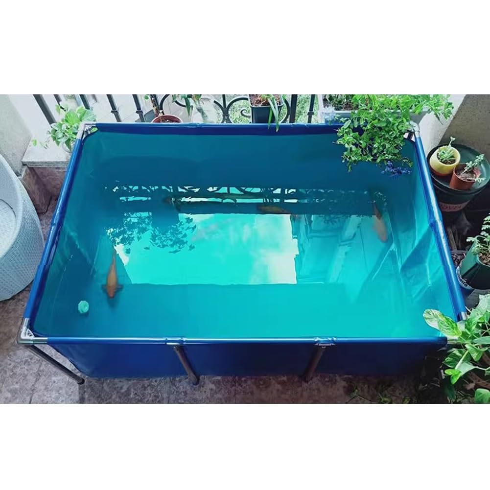 Generico Laghetto per Carpe Koi Fuori Terra - Rivestimento in PVC Resistente con Struttura in Acciaio, Facile da Montare, 80x50x35 cm, Acquario per Allevamento di Carpe Koi e Tartarughe, Piscina per