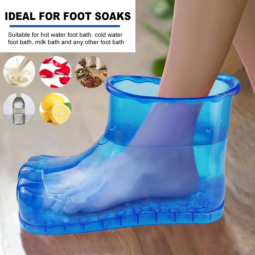 Foot Bath Soak Tub Shoe of Water Saving, Portable Spa Soak for Foot Care, Milk Bath, Foot Massager Spa for Women and Men, Water Saving Toenail Soaking Bowl(Blue,1 Boot,NOT A Pair)