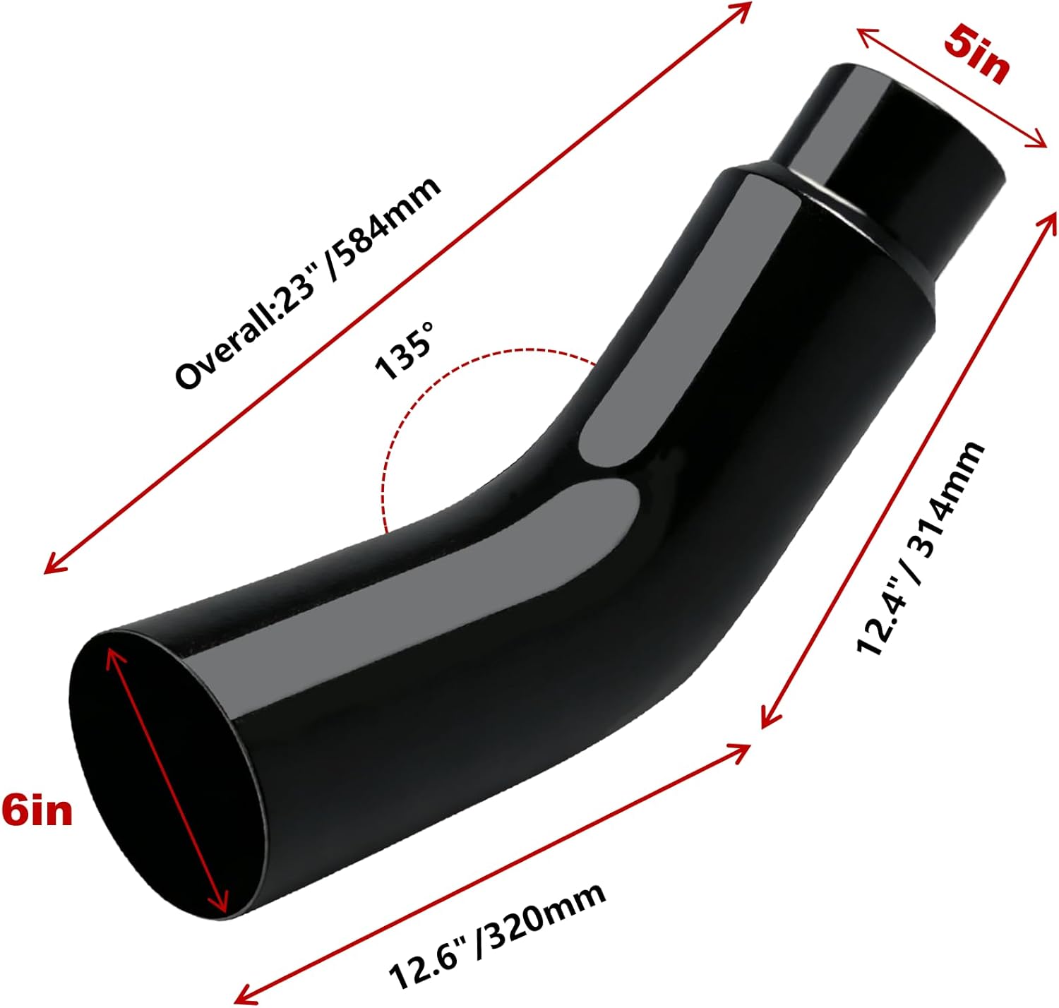 5 to 6 Inch Diesel Exhaust Tip Elbow with Clamp - Chrome Plated Or Black Coated Universal Exhaust Pipe Accessory for Trucks, Cars