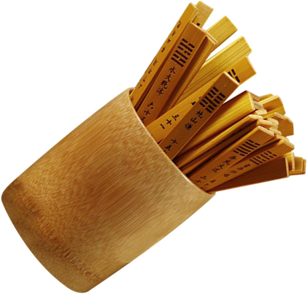 DECHOUS Bamboo Divination Sticks with Chinese-Style Divination Bucket for Spiritual Guidance Bamboo Sticks and High Tube for Fun Games and Meditation
