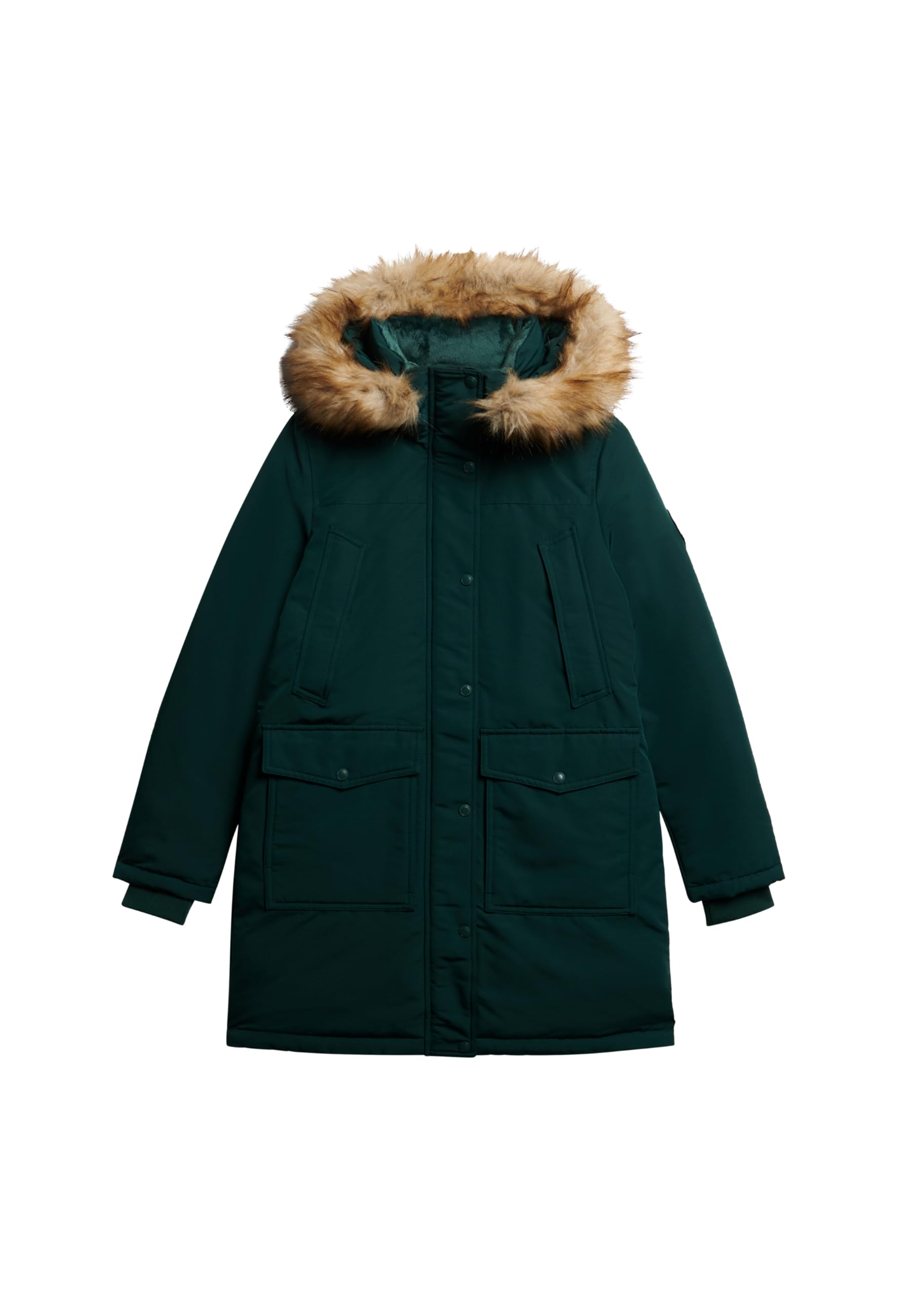Superdry Women's Everest Faux Fur Trim Parka, Enamel Green, M