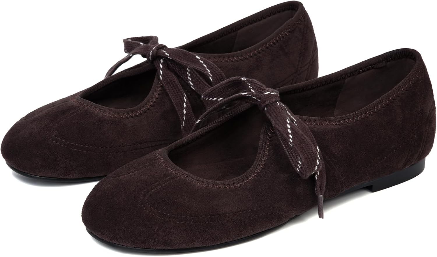 Lace up Ballet Flats for Women Round Toe Slip On Mary Jane Flats Comfortable Strappy Ballerina Shoes - Image 5