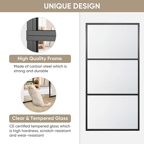 Miniatura 5 de JUBEST Puerta de granero doble de 84 x 84 pulgadas con kit de herrajes de 14 pies y mecanismo de cierre suave, 2 juegos de 42 x 84 pulgadas de