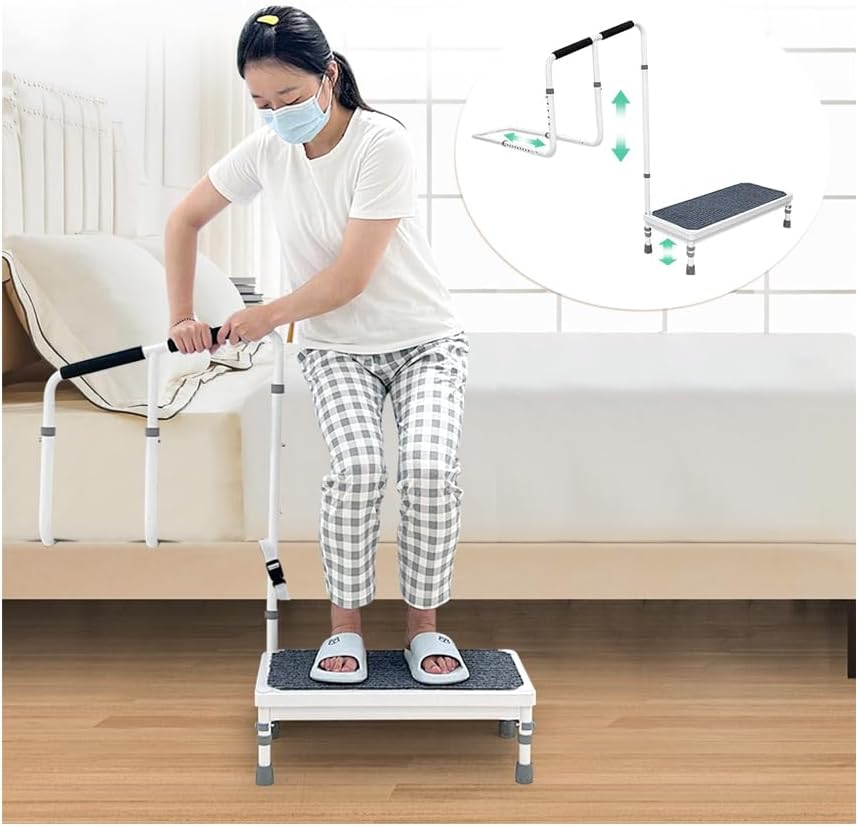 Zelen Bed Step Stool with Handle for Elderly Bedside Steps