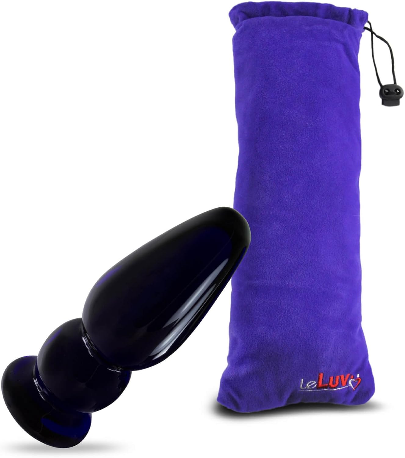 LeLuv Pink 3.5" First Beginner Butt Plug Anal Toy Slim Glass Sex with Premium Padded Pouch