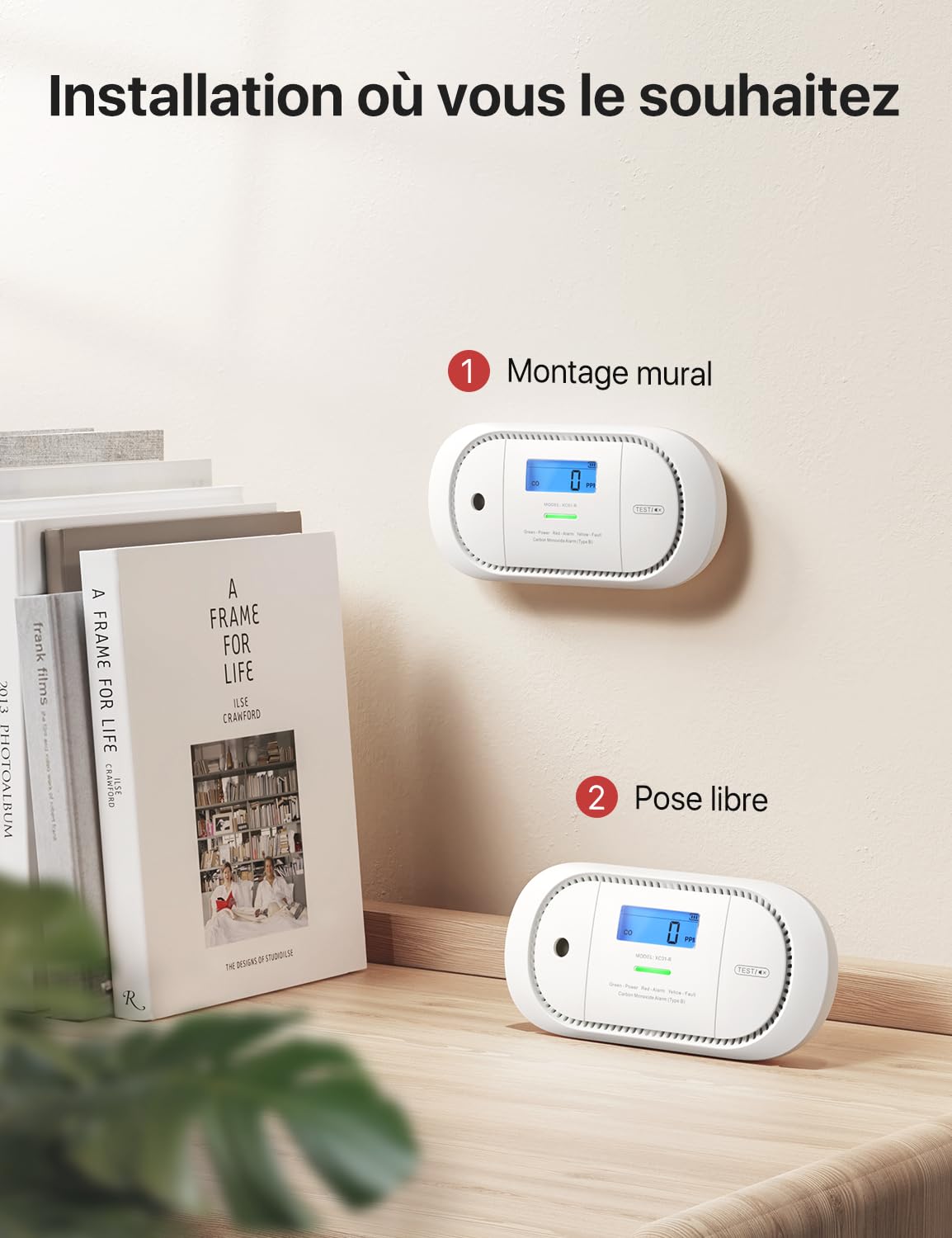 X-Sense Détecteur de Monoxyde de Carbone avec Écran Numérique LCD, Détecteur de CO Équipé d'une Pile Remplaçable d'une Durée de Vie de 7 Ans, Conforme à la Norme EN50291, XC01-R