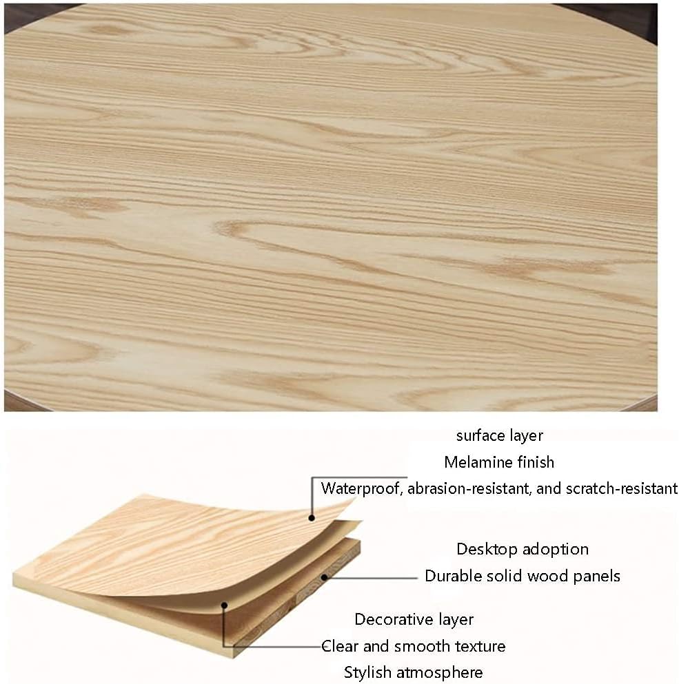 80cm Round Table Retro Style Home Balcony Living Room Coffee Shop Bedroom 1 Table and 3 Chairs (Color : Grey) (White)