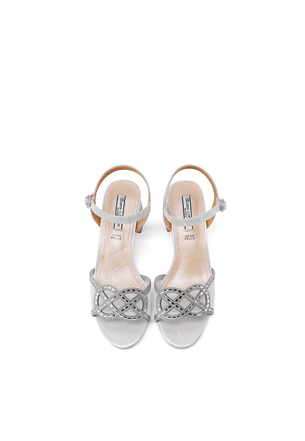 QUEEN HELENA Sandali Eleganti con Strass con Tacco Basso Donna ZM9965
