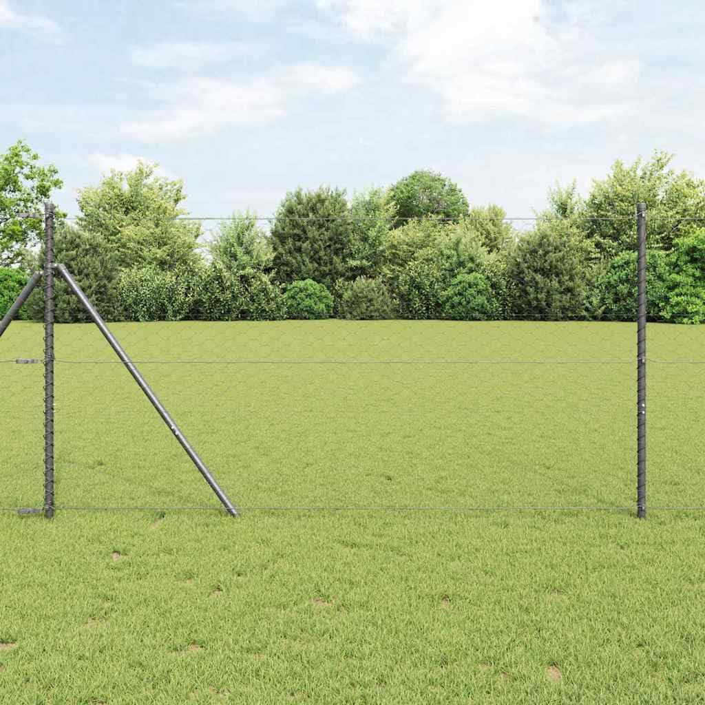 Geschweißter Drahtzaun Zaunelement 25 x 1 m mit Pfosten Set aus PVC-beschichtetem Stahl für Garten Terrasse Balkon, Maschendraht Gittermatte wetterfest und korrosionsbeständig