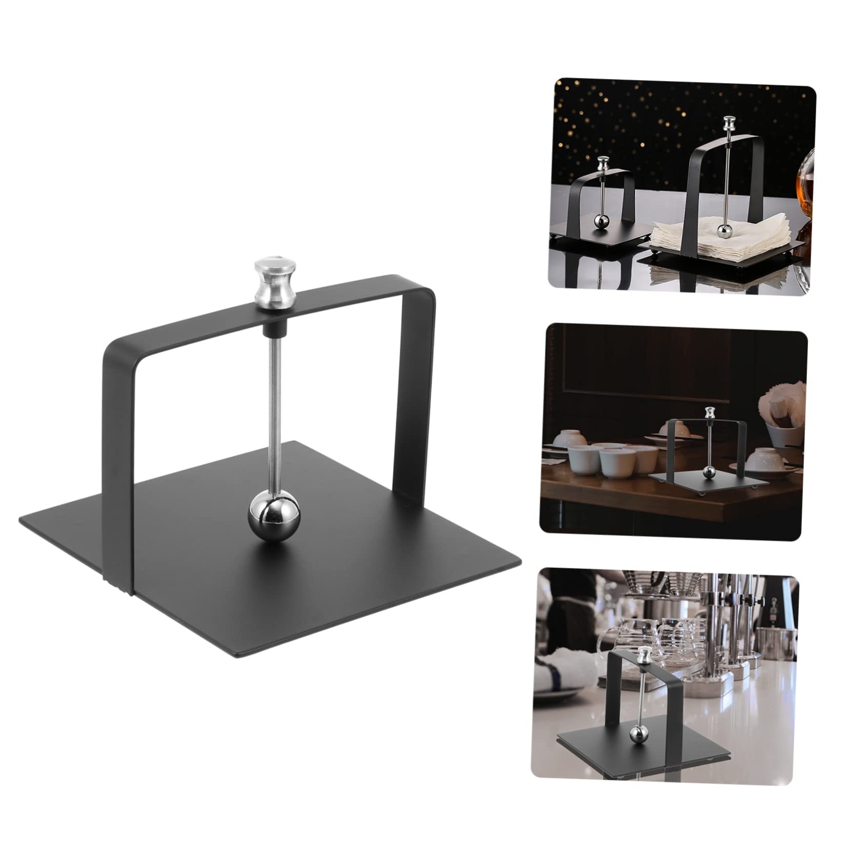 Servilletero Vertical Grande 17,5x17,5 Cm de Acero Inoxidable Negro, Dispensador de Servilletas para Hotel y Restaurante, Organizador de Papel para Mesa, Soporte de Pañuelos