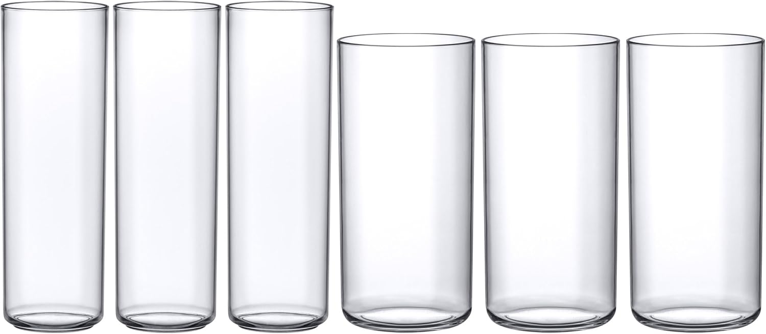 Amazing Abby - Viola Alta - Plastic Cylinder Vases (6-Piece Set), Acrylic Flower Vases for Wedding Centerpieces, Home Decorations, Office Ornaments, Shatter-Proof, 10" + 12" (H) (Not Glass)