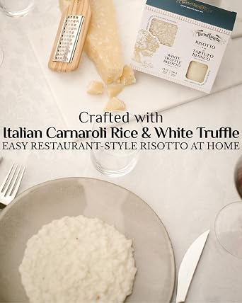 TartufLanghe White Truffle Risotto Meal Kit - Italian Carnaroli Risotto Rice with White Truffle Seasoning Mix, Easy to Make One Pot Dinner for 4, Gluten Free