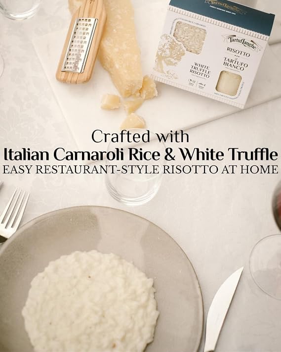 TartufLanghe White Truffle Risotto Meal Kit - Italian Carnaroli Risotto Rice with White Truffle Seasoning Mix, Easy to Make One Pot Dinner for 4, Gluten Free