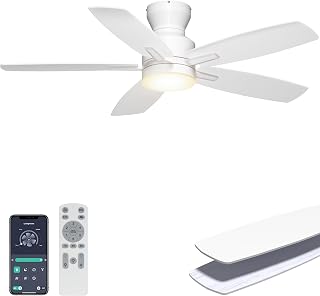 Ohniyou 42'' Low Profile Ceiling Fan with Lights, Remote/APP Control, White