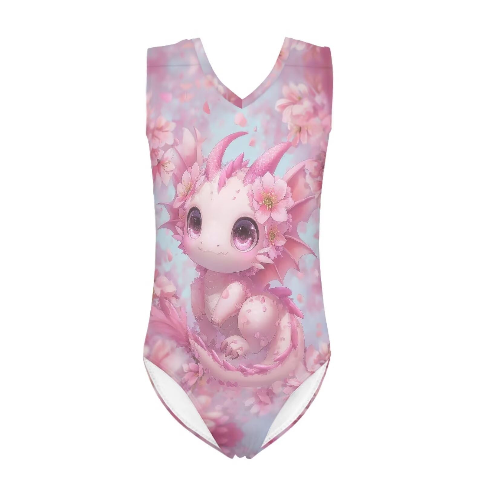 Girls Swimsuits Size 3-14 Kids Summer Sleeveless One Piece Bathing Suit Beach V-Neck