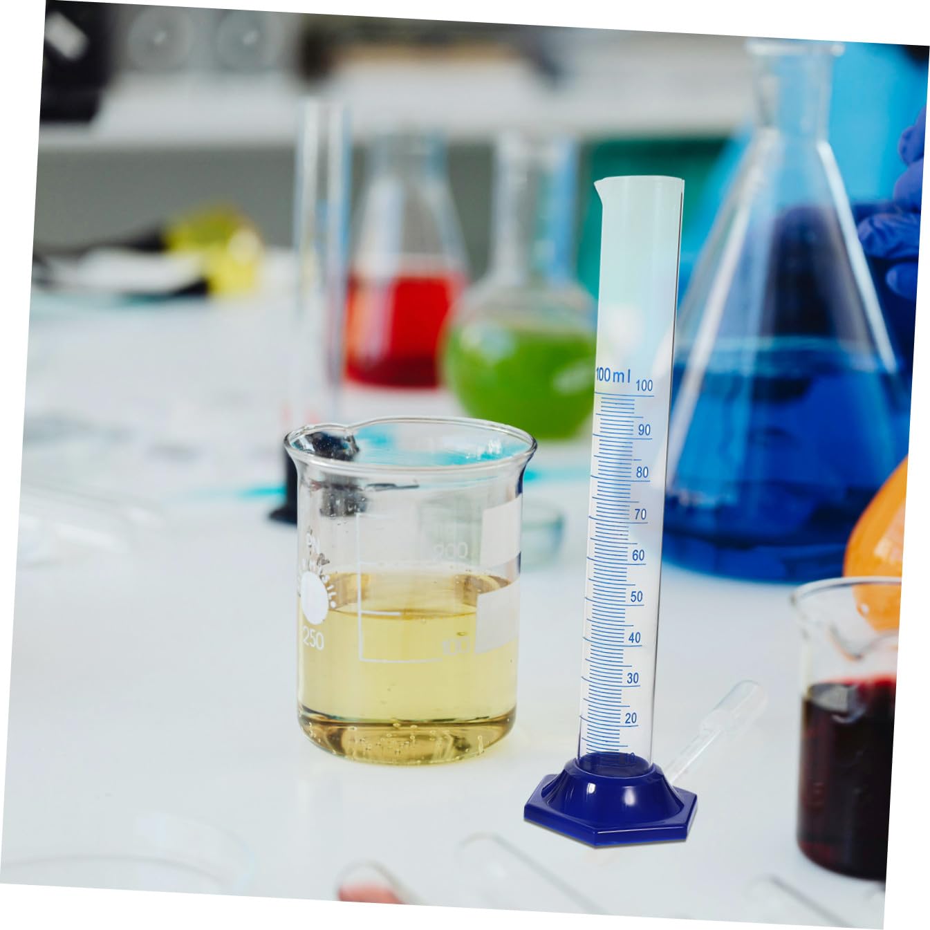 SOLUSTRE 4juegos Cilindros Graduados Vidrio Con Cepillos De Limpieza y Gotero Para Experimentos De Laboratorio y Mediciones Precisas