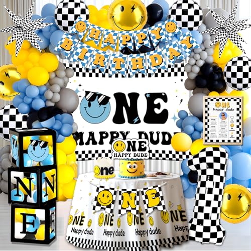 One Happy Dude Birthday Decorations Happy Dude 1st Birthday Decor Blue