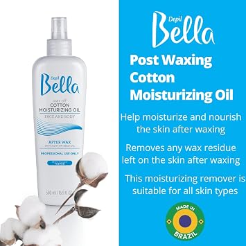 Depil Bella Post Waxing Oil Moisturizing Remover | Cotton Seed Oil for Soft and Smooth Skin | 500ml