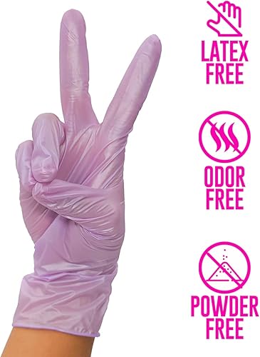 Miniatura 4 de Colortrak Luminous Collection - Guantes desechables de nitrilo color lila, sin látex, puntas de dedos texturizadas