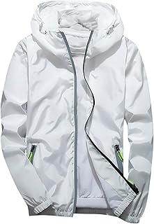 2025 - Sudadera con capucha casual para hombre, color puro, talla grande, cremallera reflectante, abrigo deportivo al aire libre, cálido, Blanco, 6XL