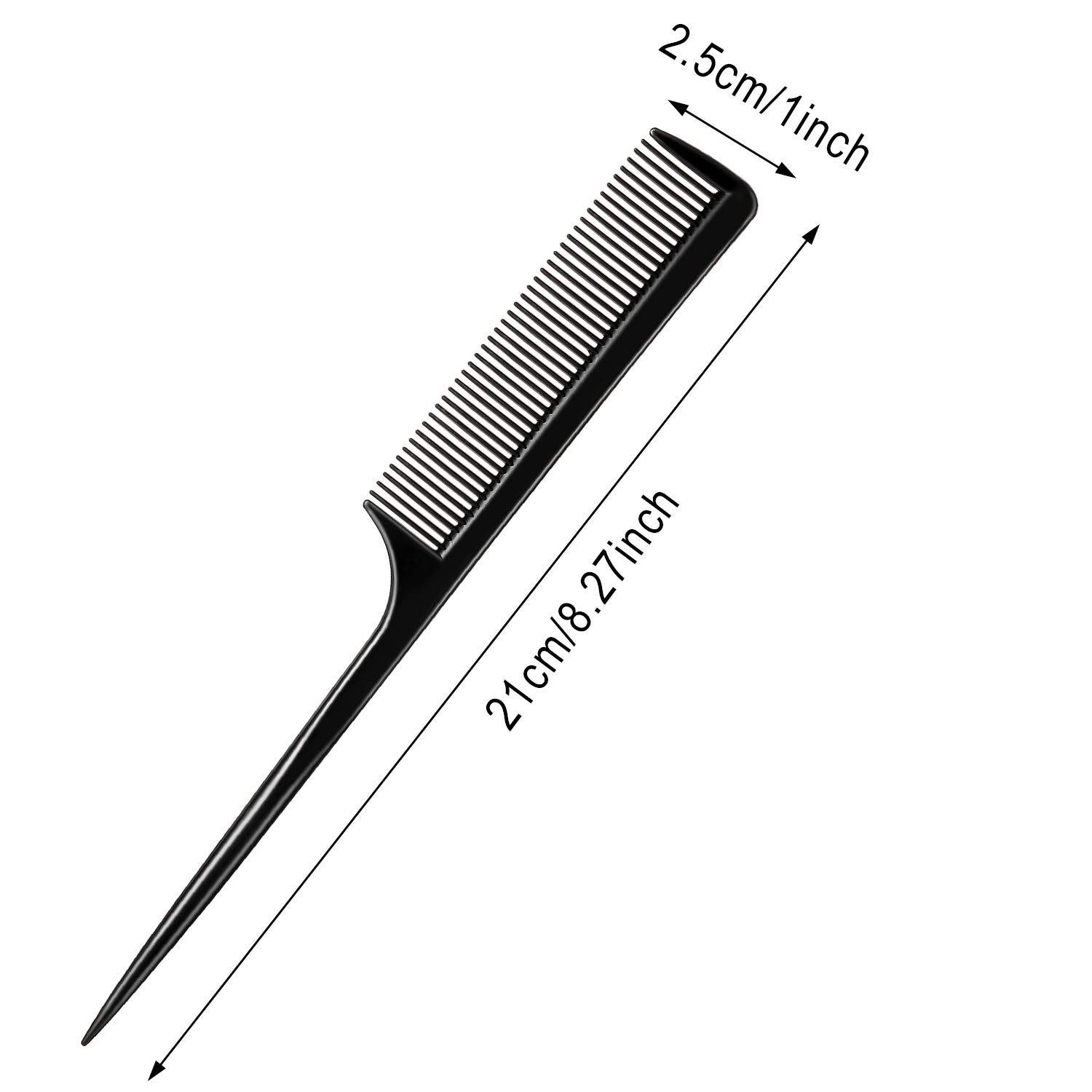 12 Pack Rat Tail Comb, Fine Tooth Hair Comb for Men and Women, Black