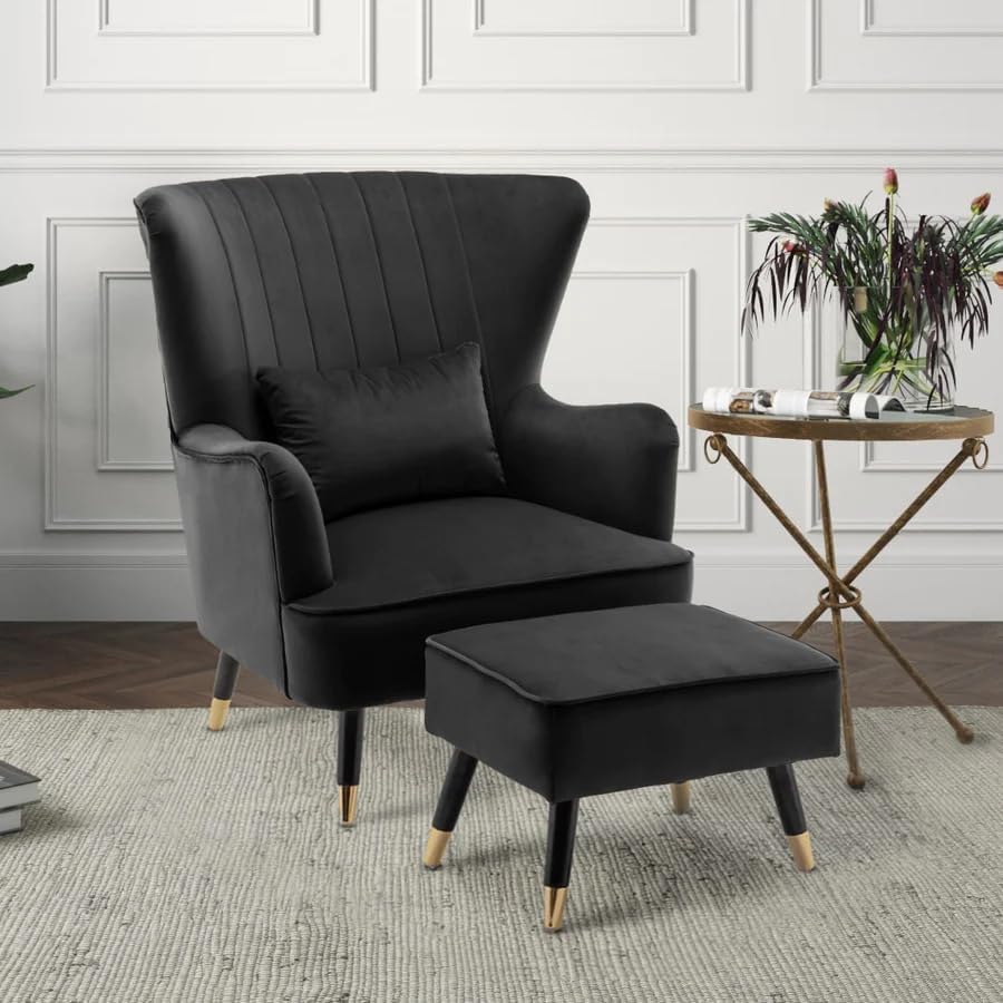 Image of Chair Armchair Single Sofa Chair for Small Apartments, Living Room or Bedroom Chair (Bllack)