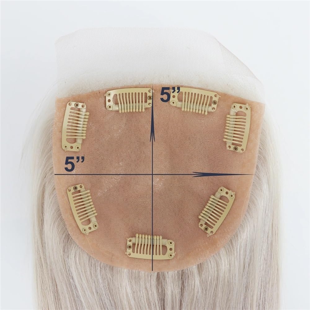 Haarteile For Frauen, Basis Aus Reiner Handgebundener Seide Mit 7 Clips, Echthaarteile For Frauen for Thinning Hair(22inch)