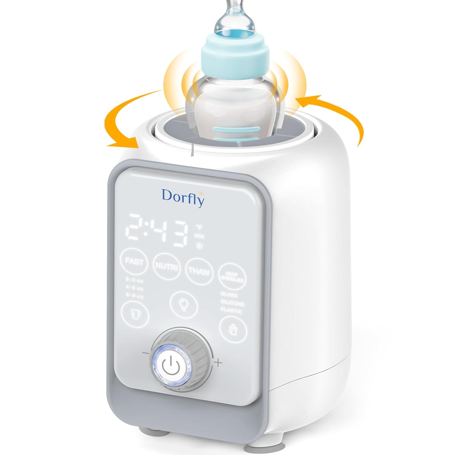 Swirlable Baby Bottle Warmer 3 Mins Fast Bottle Warmer 9 in 1 Bottle Warmer for Breastmilk & Formula Accurate Tempertature Control Milk Warmer for Baby with Night Light for Bedroom