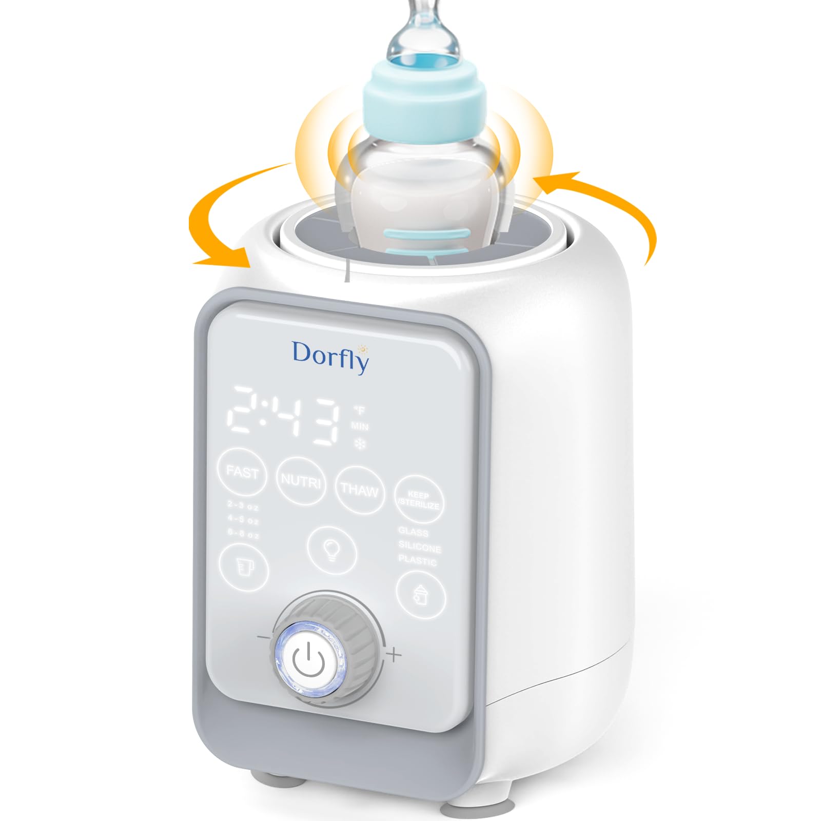 Swirlable Baby Bottle Warmer 3 Mins Fast Bottle Warmer 9 in 1 Bottle Warmer for Breastmilk & Formula Accurate Tempertature Control Milk Warmer for Baby with Night Light for Bedroom