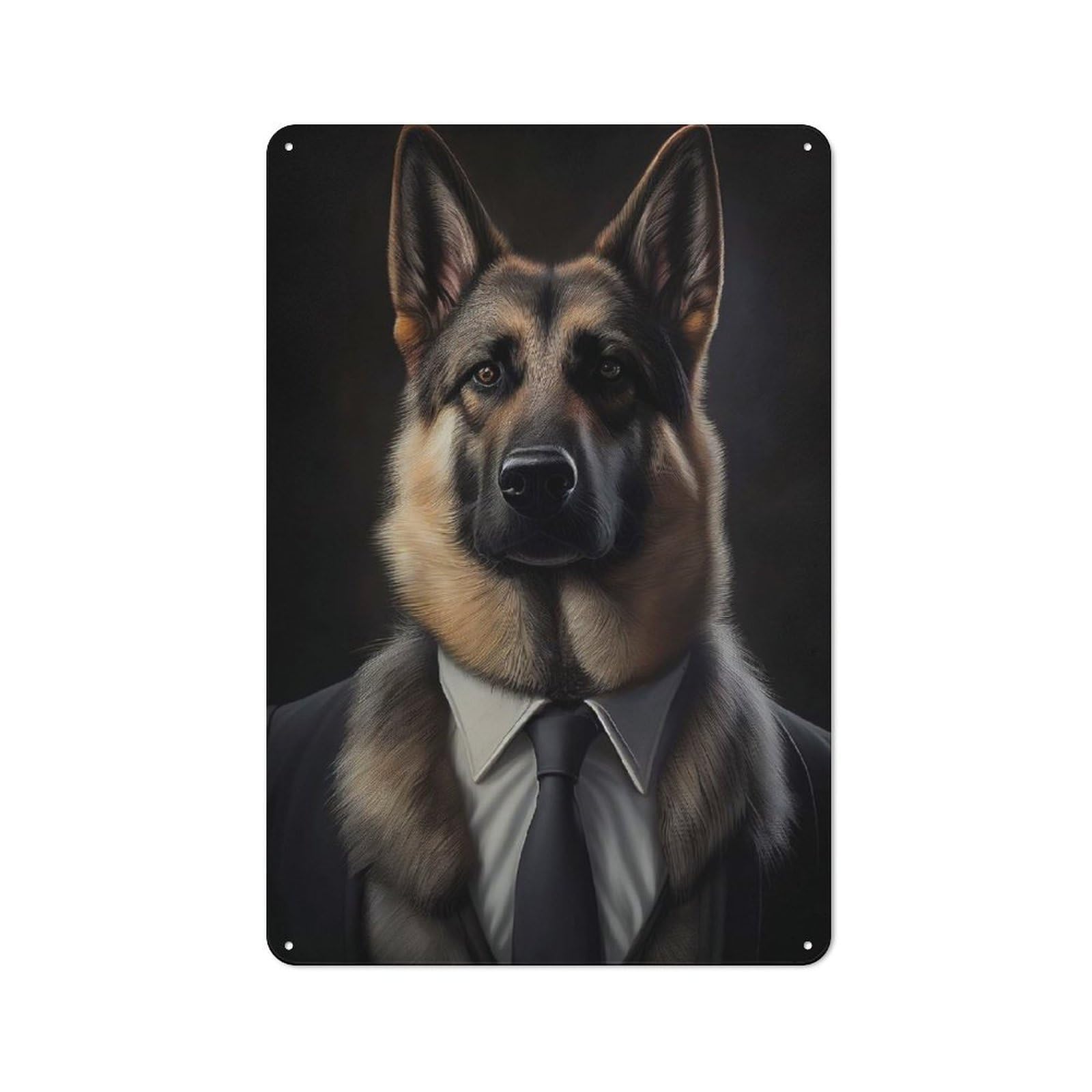 Junmoney German Shepherd Dog Suit Printed Metal Sign, Bright Printed Design, For Bathroom, Laundry, Guest Toilet Or Utility Area, 30X20cm