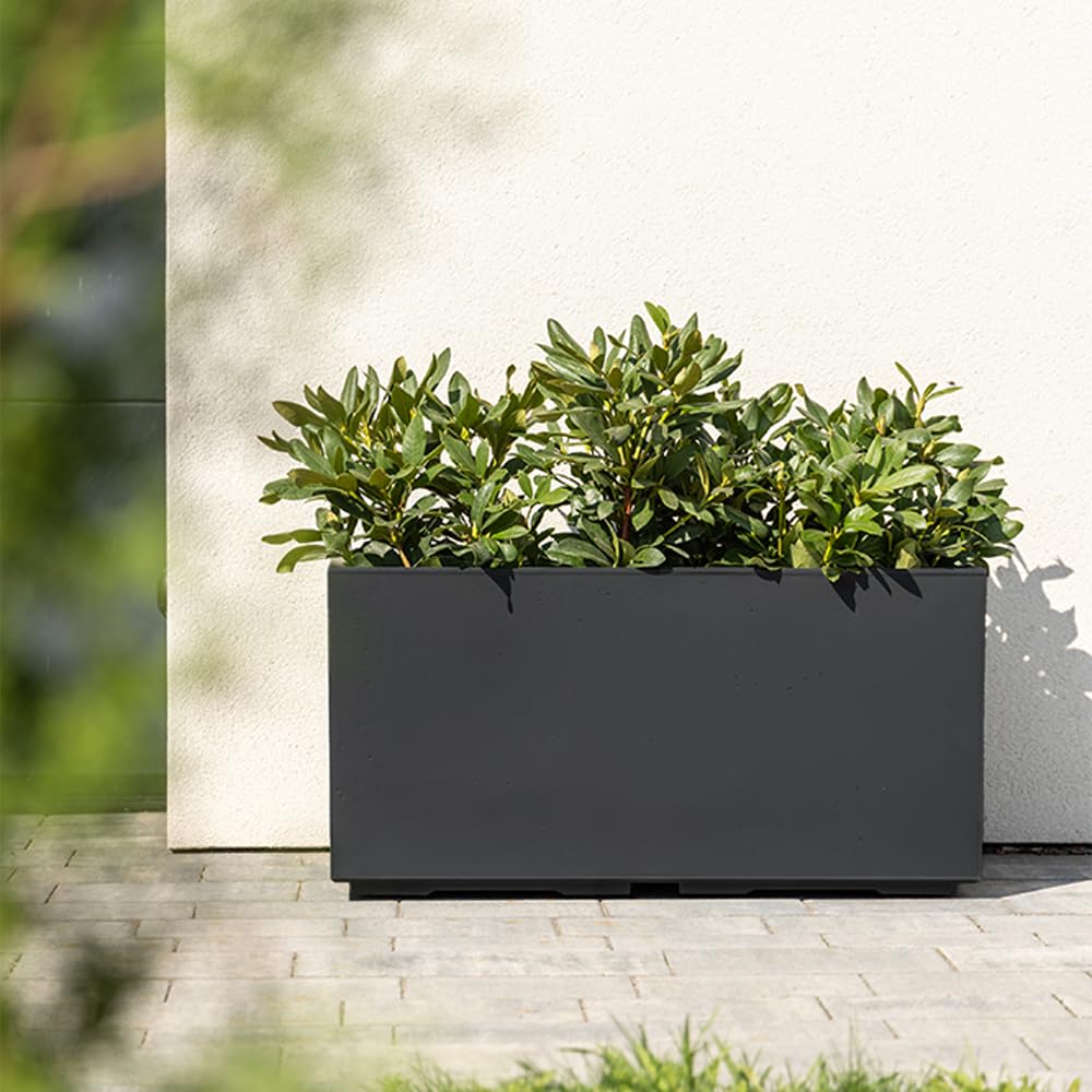 Ondis24 Vaso per fiori, vaso da fiori Caro in aspetto cemento, vaso da fiori XXL su ruote in plastica 100% riciclata grande per esterni (Antracite, 80 cm)