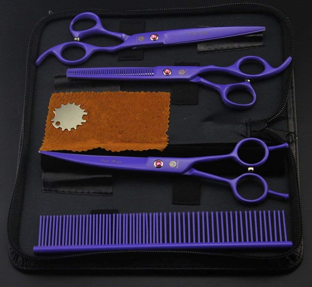 Purple Dragon Lot de 3 ciseaux de toilettage pour animal domestique avec strass 17,8 cm
