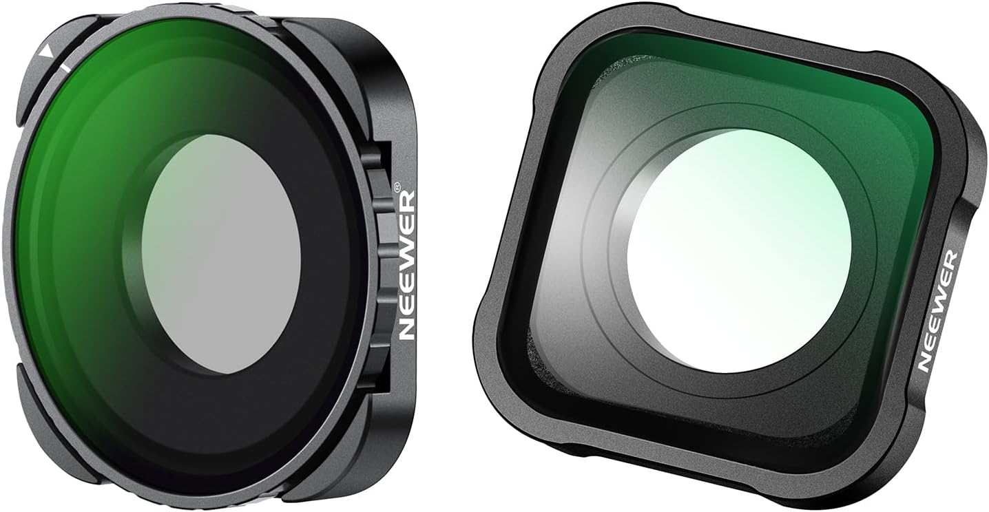 NEEWER Rotating CPL Filter, Multicoated HD Optical Glass Action Camera Adjustable Circular Polarizer Polarizing Filter Compatible with GoPro Hero 13 12 11 10 9, 15X Magnification Lens Included