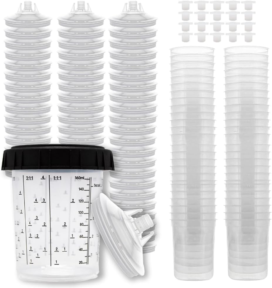 Disposable Paint Spray Gun Cups Liners and Lid System 50