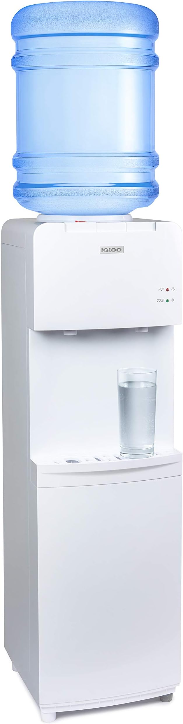 IGLOOTop Loading Hot and Cold Water Dispenser - Water Cooler for 5 Gallon Bottles and 3 Gallon Bottles - Includes Child Safety Lock - Water Machine Perfect for Home, Office, & More - White